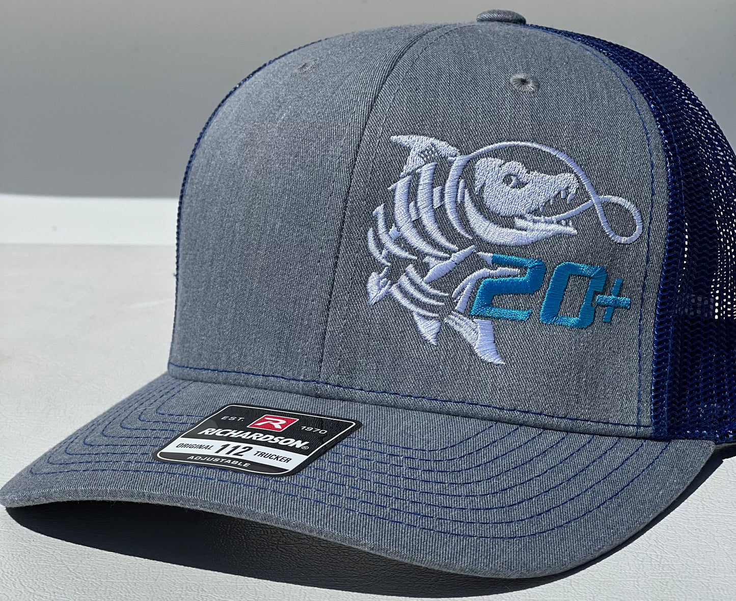 20+ Fishing cap- Heather Grey / Royal