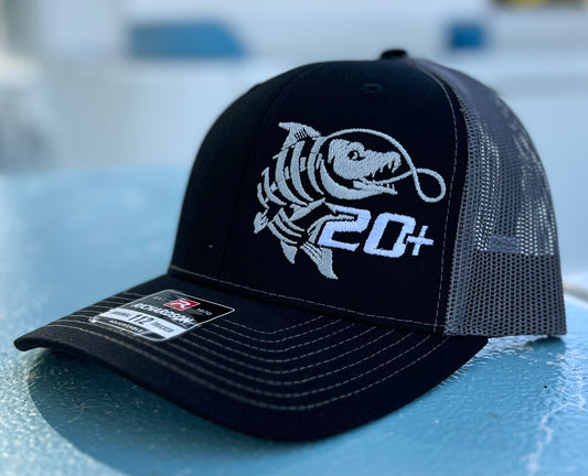 20+ Fishing cap- Black / Charcoal