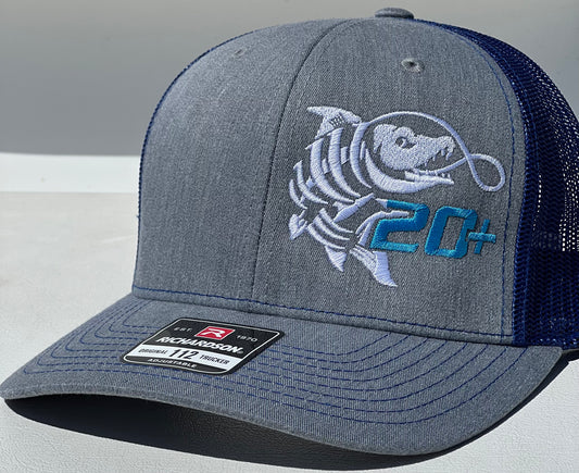 20+ Fishing cap- Heather Grey / Royal